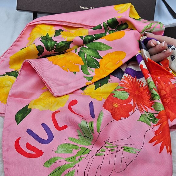 Gucci Exquisite Floral 33" Silk Scarf - Picture 9 of 17